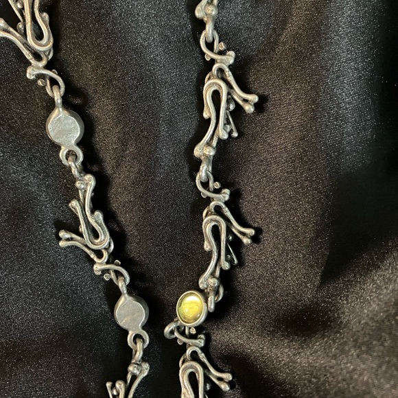 Designer Pewter Green Glass Artsy Whimsy Necklace - Picture 7 of 10